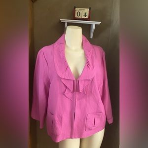 Ruby RD. Linen blend Spring bolero blazer cropped pink size 16